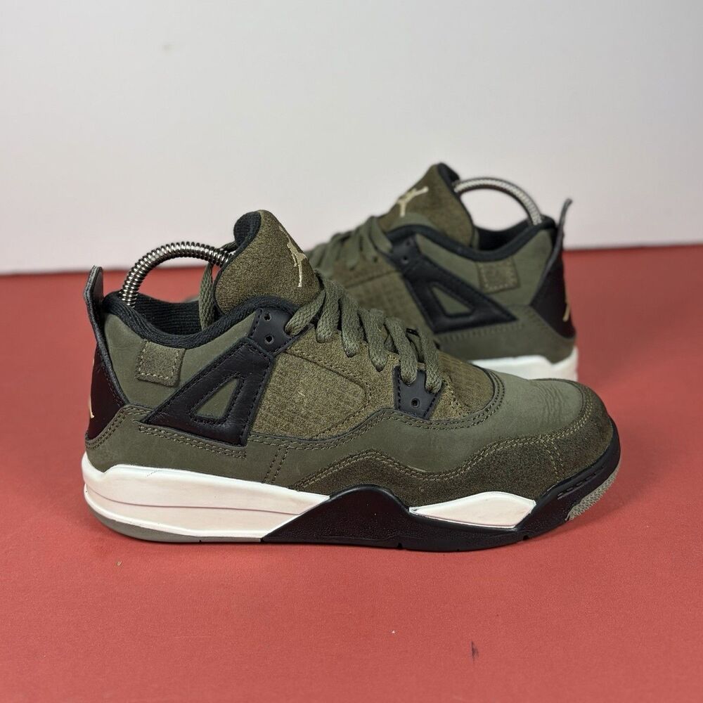 Air Jordan 4 Retro Craft SE Size 1.5 Y PS Athletic Shoes ‘Olive’ (FB9929 200)